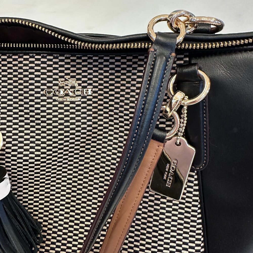 Coach/ Legacy Jacquard AVA Tote Bag F57246/ Black Leather w Gold Hardware/ NWOT - Picture 5 of 16